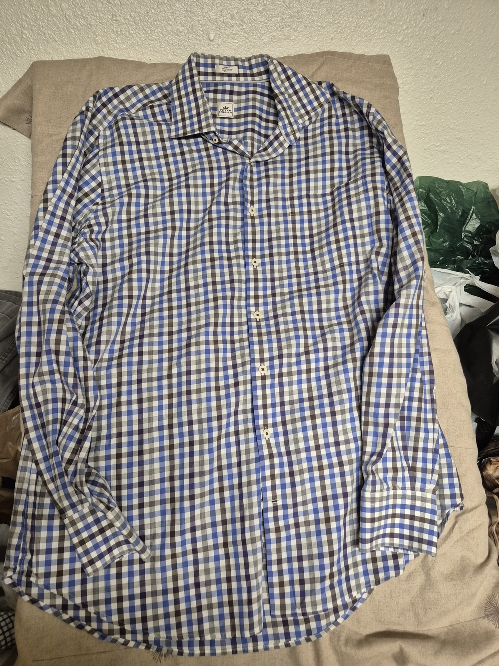 Peter Millar Men's Gingham Cotton Shirt Size Large